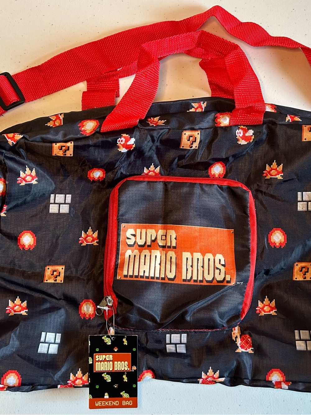 Nintendo Super Mario Bros. Black & Red Weekend Bag NWT
